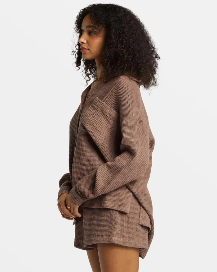 Billabong Tops Odyssey Long Sleeve Shacket Kona 8211 Women Billabong Tops Odyssey Long Sleeve Shacket Kona 8211 Women