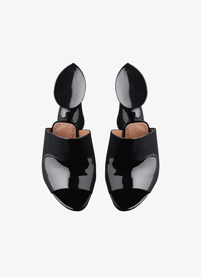 Black La Sculpture Mules In Calfskin and Wood Women Alaa La Sculpture Black La Sculpture Mules In Calfskin and Wood Women Alaa La Sculpture