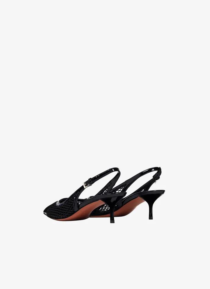 Black LE CUR SLINGBACKS IN FISHNET Women Alaa Sandals