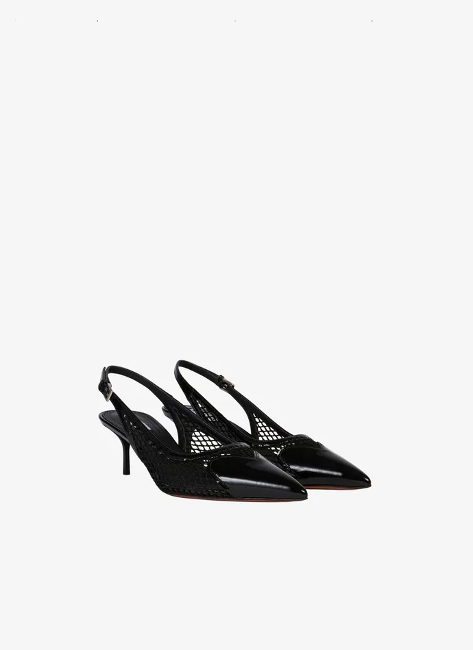Black LE CUR SLINGBACKS IN FISHNET Women Alaa Sandals