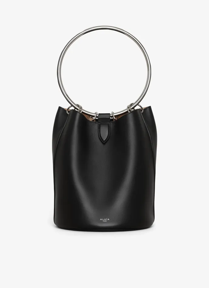 Black RING LARGE BUCKET BAG IN CALFSKIN Women Alaa CrossBody Bags
