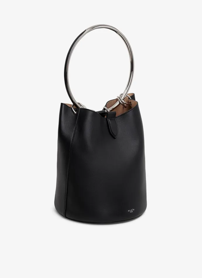 Black RING LARGE BUCKET BAG IN CALFSKIN Women Alaa CrossBody Bags