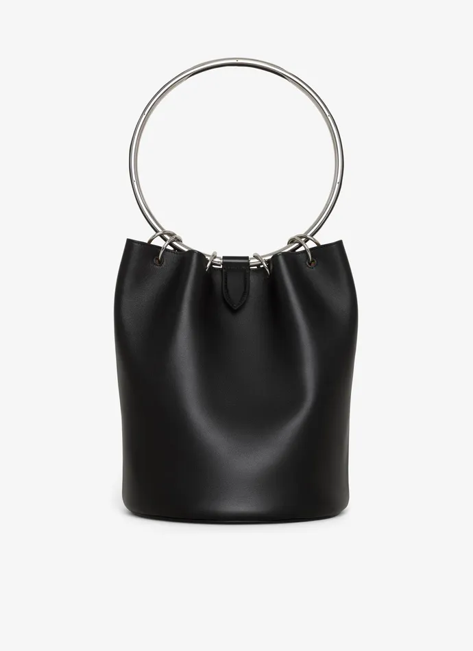 Black RING LARGE BUCKET BAG IN CALFSKIN Women Alaa CrossBody Bags