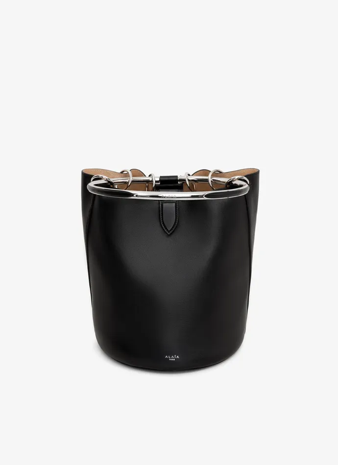 Black RING LARGE BUCKET BAG IN CALFSKIN Women Alaa CrossBody Bags