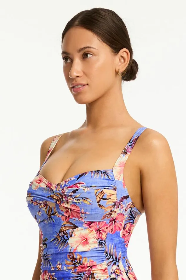 Blue Hawaii Twist Front One Piece Blue Hawaii Women Sea Level One Pieces