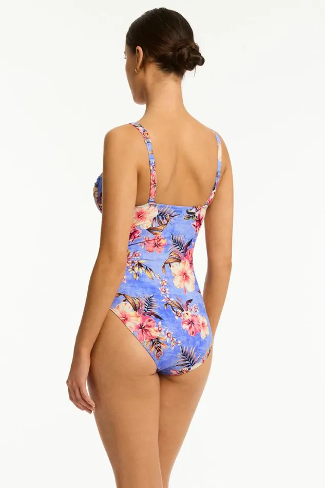 Blue Hawaii Twist Front One Piece Blue Hawaii Women Sea Level One Pieces
