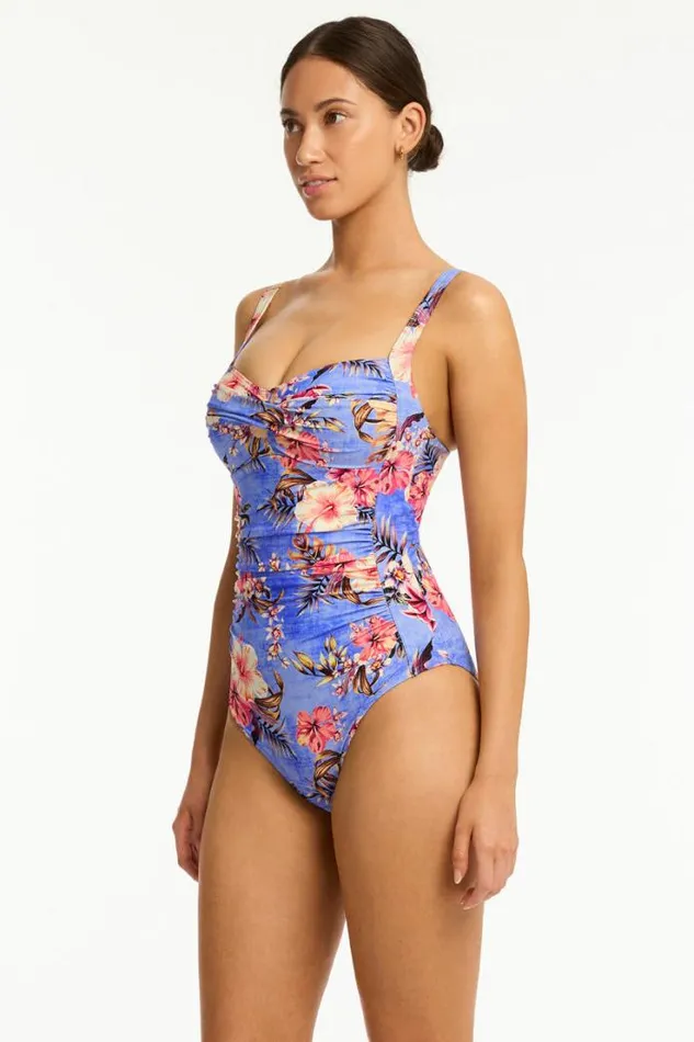 Blue Hawaii Twist Front One Piece Blue Hawaii Women Sea Level One Pieces