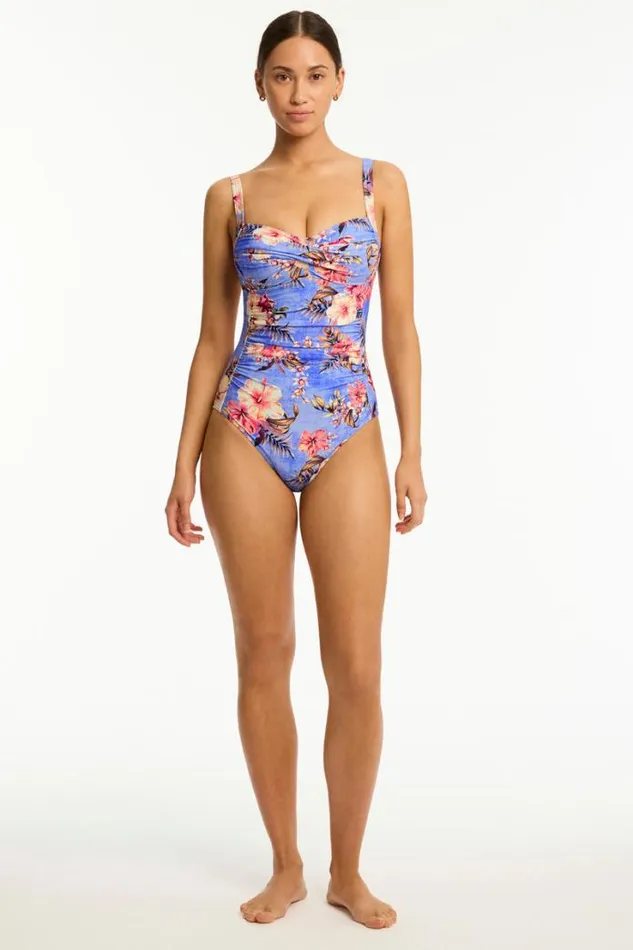 Blue Hawaii Twist Front One Piece Blue Hawaii Women Sea Level One Pieces