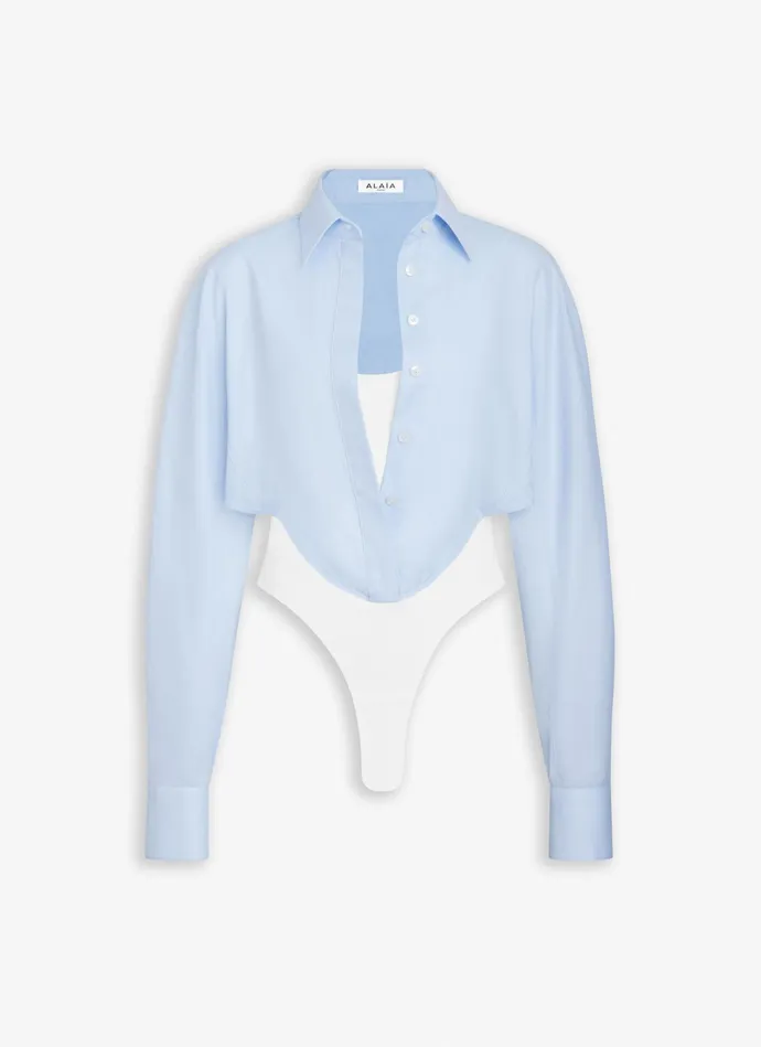 Blue LAYER BODY SHiRT Women Alaa Bodysuits and Leggings
