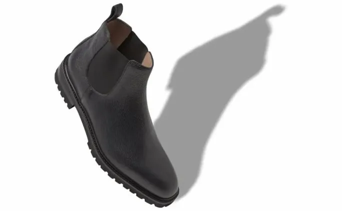 Boots Men Manolo Blahnik BROMPTONBlack Calf Leather Ankle Boots