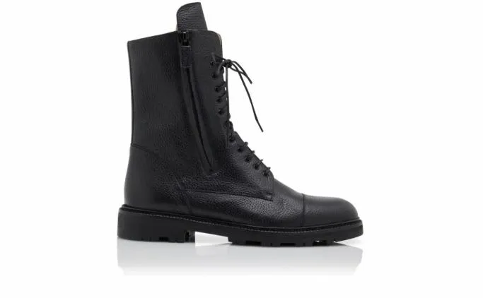 Boots Men Manolo Blahnik LUGATOBlack Calf Leather Military Boots Boots Men Manolo Blahnik LUGATOBlack Calf Leather Military Boots