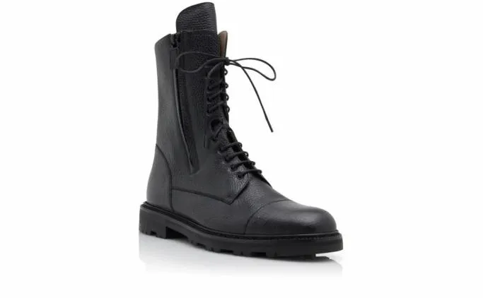 Boots Men Manolo Blahnik LUGATOBlack Calf Leather Military Boots Boots Men Manolo Blahnik LUGATOBlack Calf Leather Military Boots