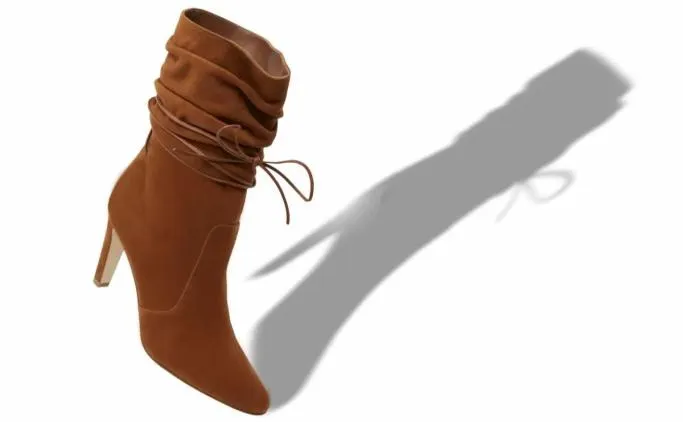 Boots Women Manolo Blahnik CAVASHIPLABrown Suede Slouchy Ankle Boots