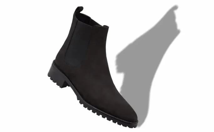 Boots Women Manolo Blahnik CHELATABlack Suede Chelsea Boots
