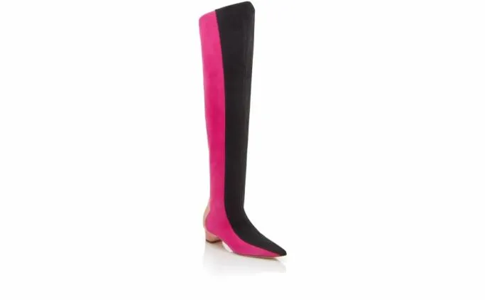Boots Women Manolo Blahnik CHICUYUBlack Pink And Beige Suede Thigh High Boots Boots Women Manolo Blahnik CHICUYUBlack Pink And Beige Suede Thigh High Boots