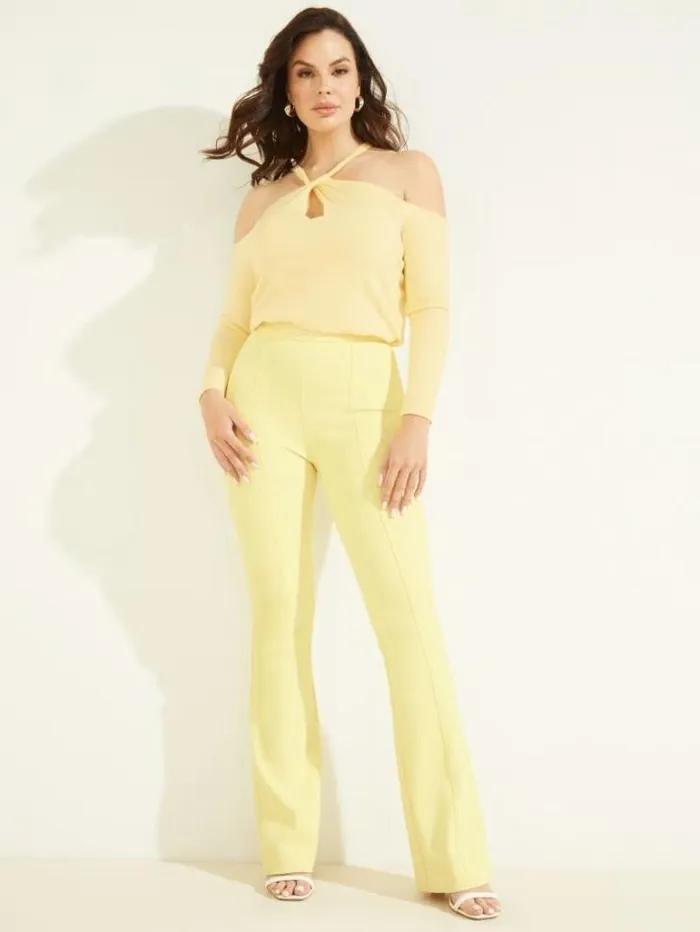 Bottoms Women Marciano Chloe Flared Pant Cornsilk Bottoms Women Marciano Chloe Flared Pant Cornsilk