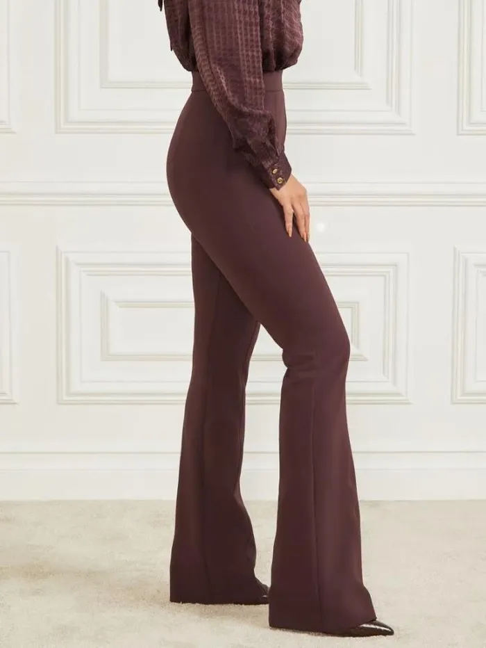 Bottoms Women Marciano Chloe Flared Pant Dark Bourbon Bottoms Women Marciano Chloe Flared Pant Dark Bourbon