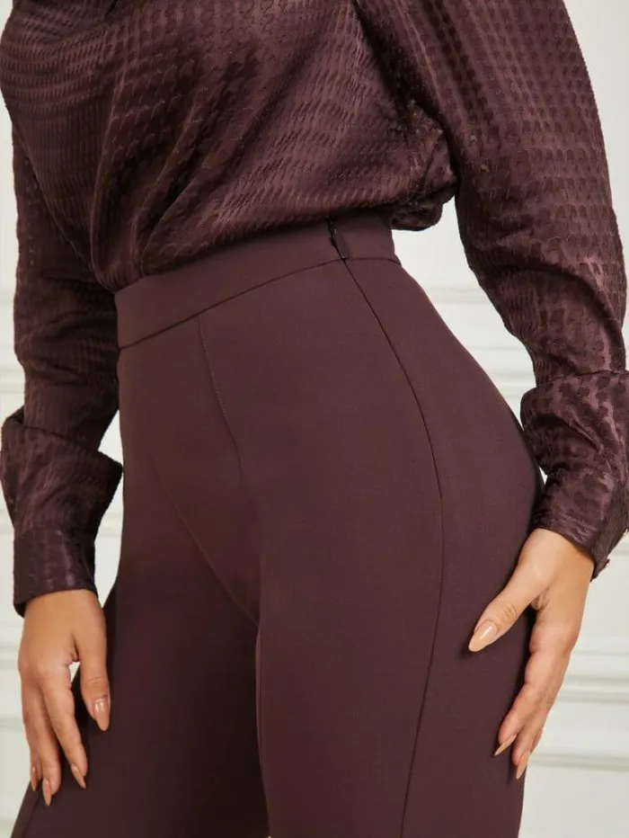 Bottoms Women Marciano Chloe Flared Pant Dark Bourbon Bottoms Women Marciano Chloe Flared Pant Dark Bourbon