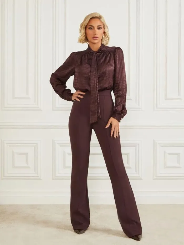 Bottoms Women Marciano Chloe Flared Pant Dark Bourbon Bottoms Women Marciano Chloe Flared Pant Dark Bourbon