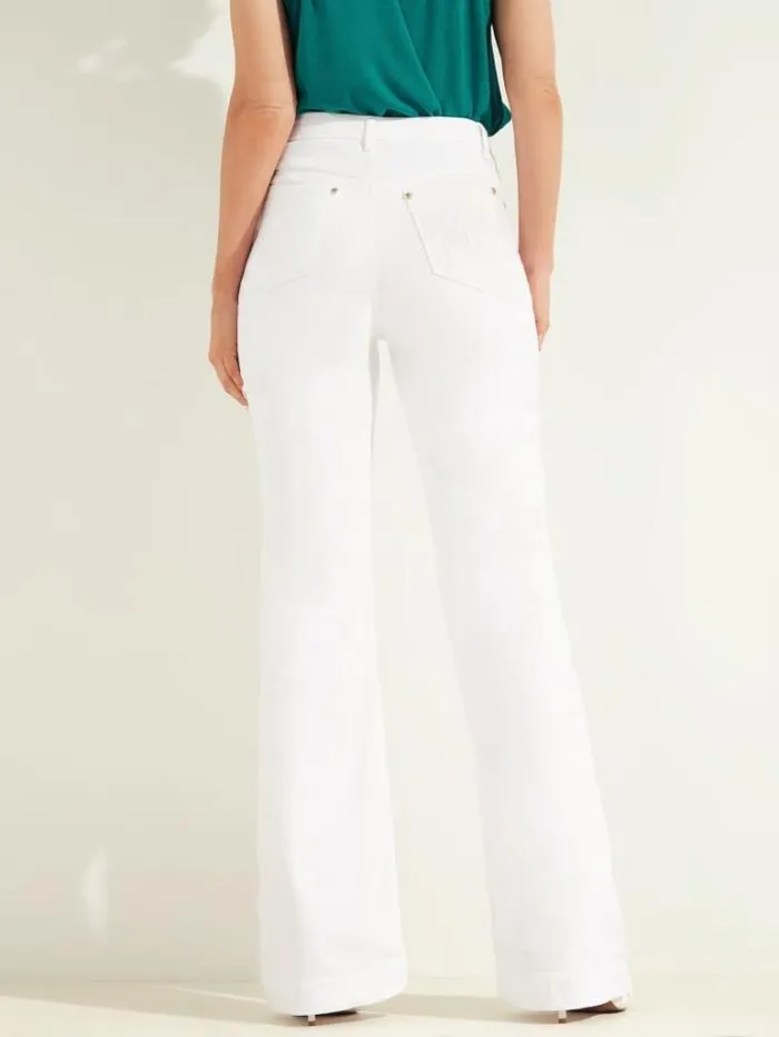 Bottoms Women Marciano Flare Denim Pant White Multi Bottoms Women Marciano Flare Denim Pant White Multi