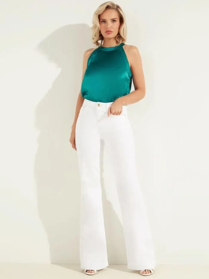 Bottoms Women Marciano Flare Denim Pant White Multi Bottoms Women Marciano Flare Denim Pant White Multi