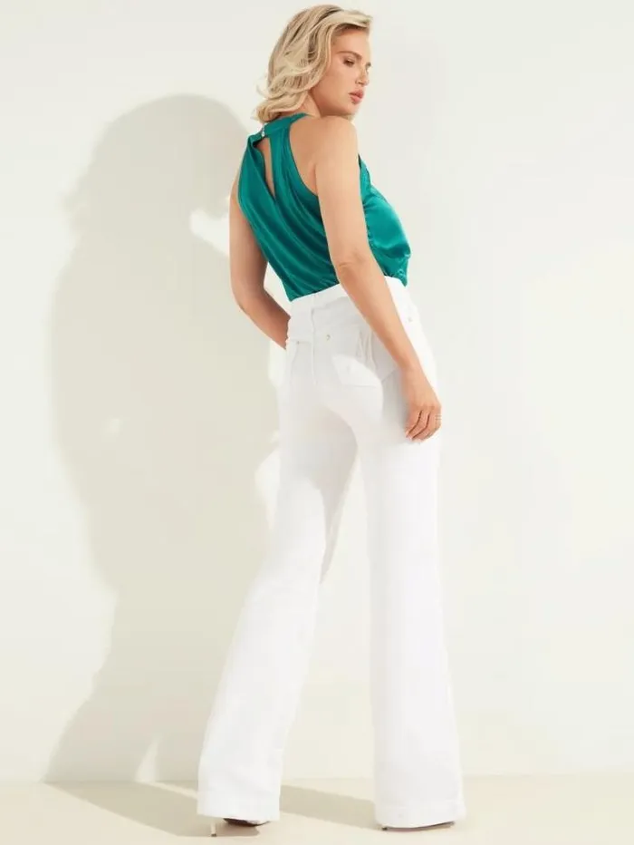 Bottoms Women Marciano Flare Denim Pant White Multi Bottoms Women Marciano Flare Denim Pant White Multi