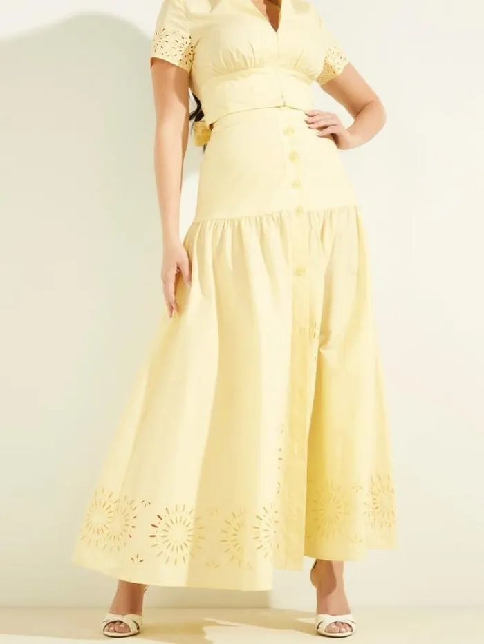 Bottoms Women Marciano Kaia Poplin Maxi Skirt Cornsilk