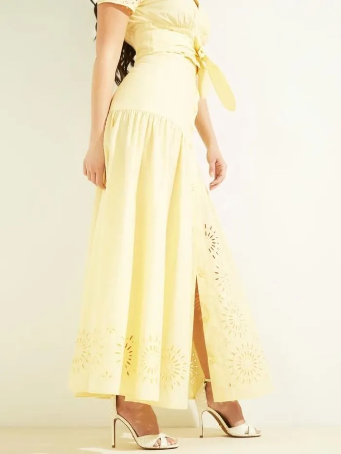Bottoms Women Marciano Kaia Poplin Maxi Skirt Cornsilk