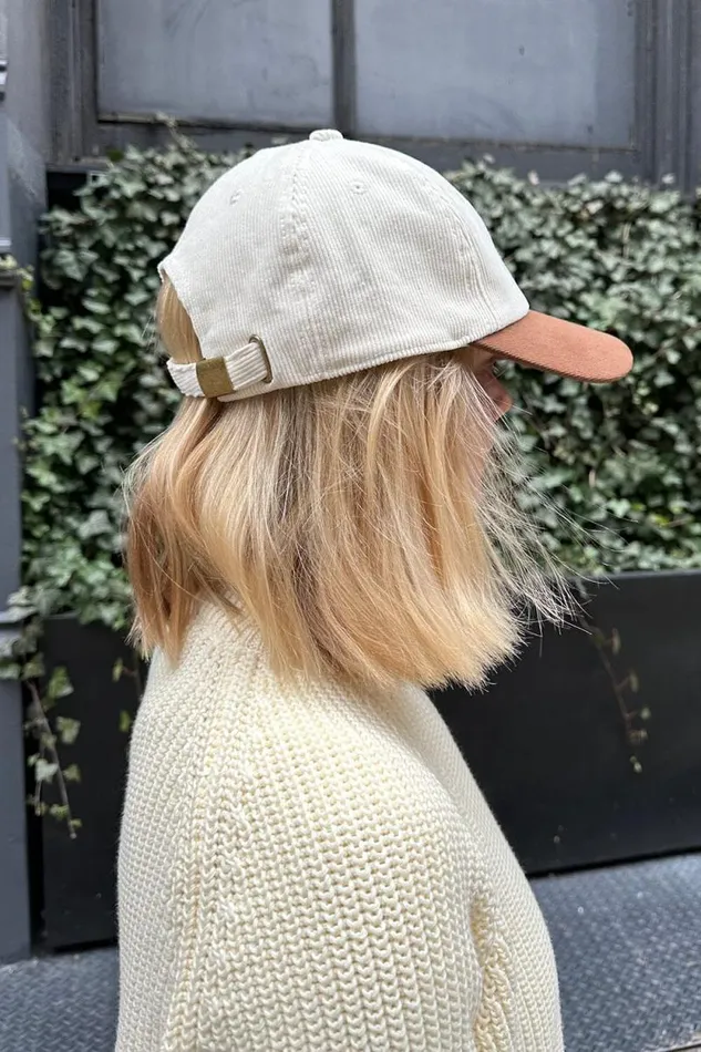 Brandy Melville Hats and Caps Katherine Corduroy Cap Ivory 8211 Women