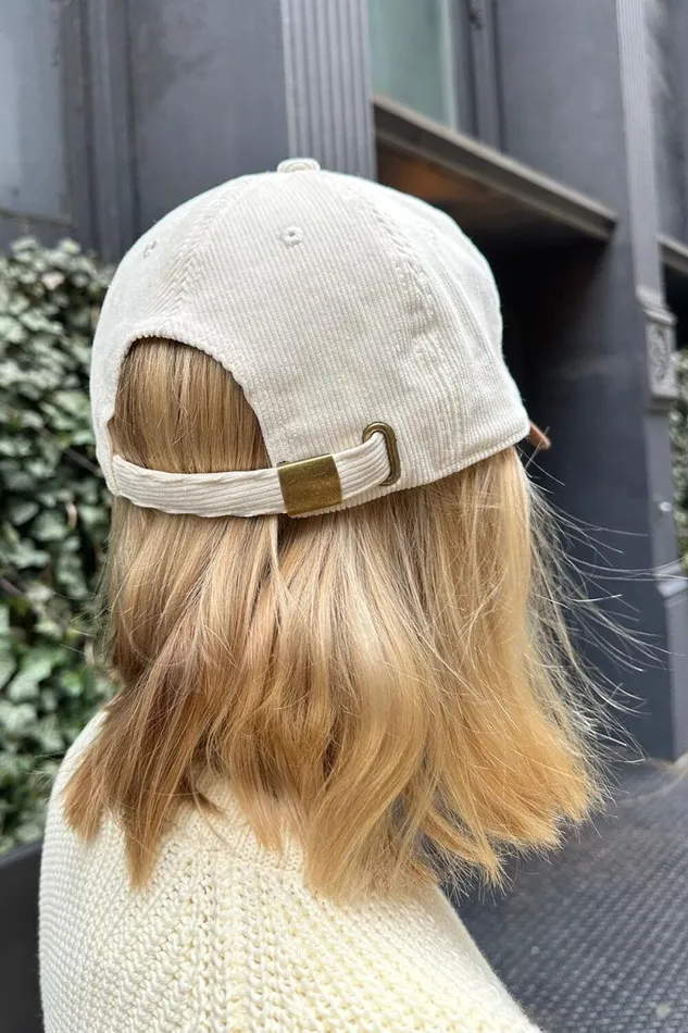 Brandy Melville Hats and Caps Katherine Corduroy Cap Ivory 8211 Women