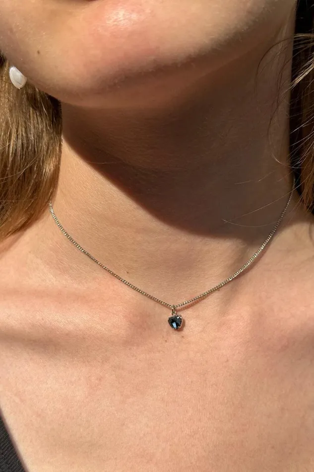 Brandy Melville Jewelry Heart Charm Necklace Silver 8211 Women