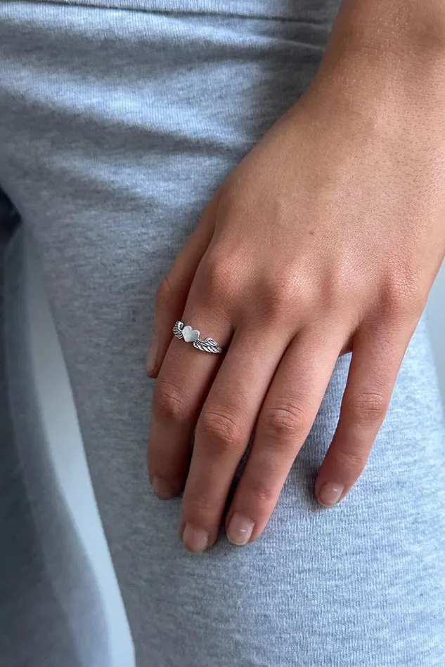 Brandy Melville Jewelry Winged Heart Ring Silver 8211 Women