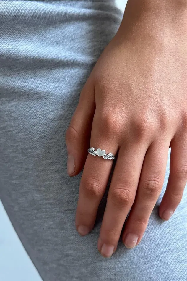 Brandy Melville Jewelry Winged Heart Ring Silver 8211 Women