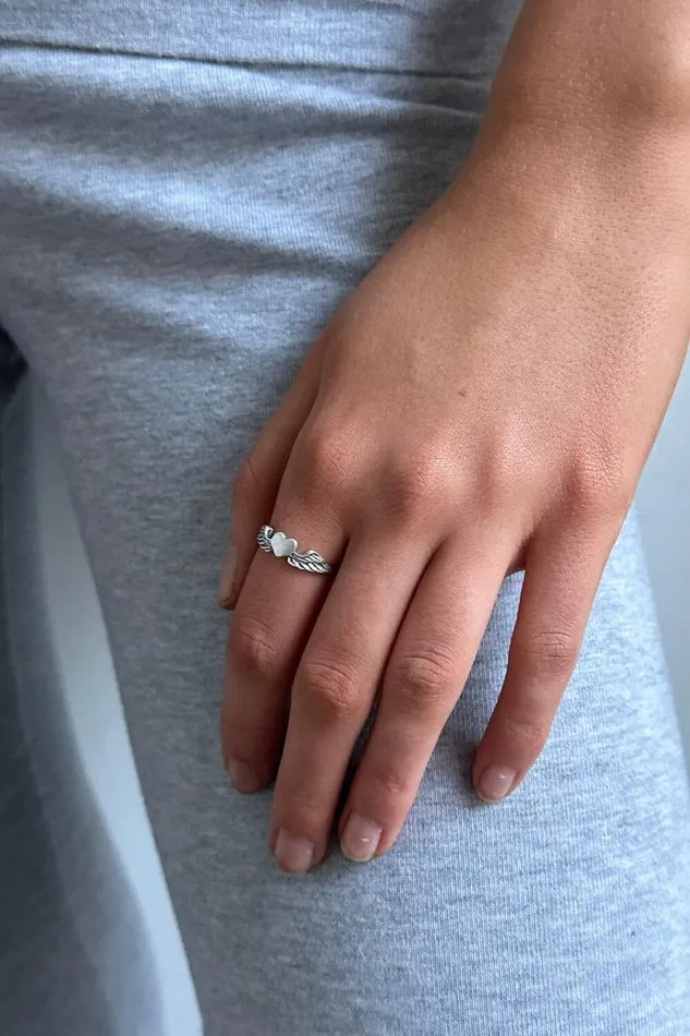 Brandy Melville Jewelry Winged Heart Ring Silver 8211 Women