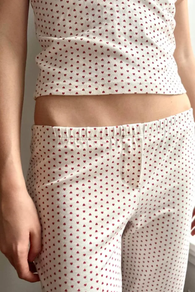 Brandy Melville Pajamas Keira Red Heart Sweatpants Ivory 8211 Women