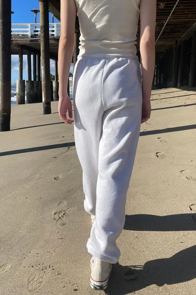 Brandy Melville Sweatpants and Sweatshirts Rosa Tie Sweatpants Heather White 8211 Women