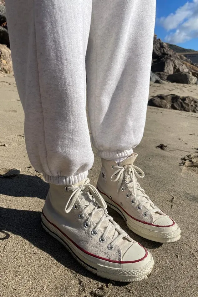 Brandy Melville Sweatpants and Sweatshirts Rosa Tie Sweatpants Heather White 8211 Women