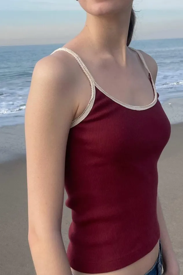 Brandy Melville Tops Beyonca Crop Tank Burgundy 8211 Women
