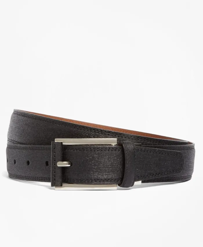 Brooks Brothers Belts Saffiano Leather Belt Black 8211 Men