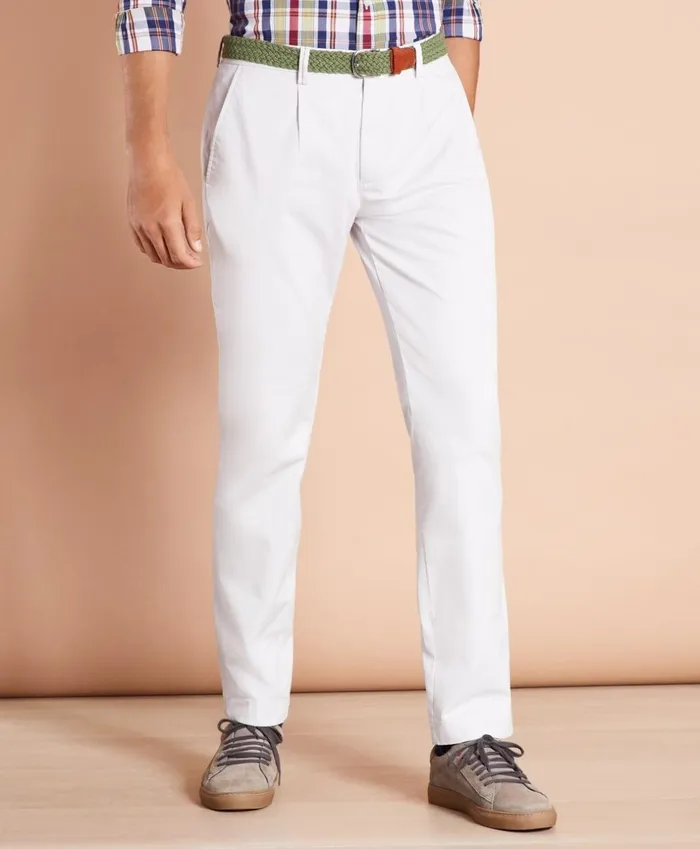 Brooks Brothers Casual Pants PleatFront Twill Chinos Light Grey 8211 Men