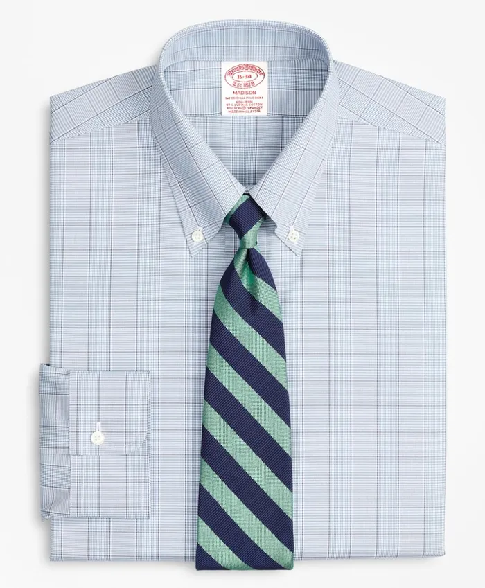 Brooks Brothers Dress Shirts Stretch Madison ClassicFit Dress Shirt NonIron Pinpoint ButtonDown Collar Glen Plaid Blue 8211 Men Brooks Brothers Dress Shirts Stretch Madison ClassicFit Dress Shirt NonIron Pinpoint ButtonDown Collar Glen Plaid Blue 8211 Men