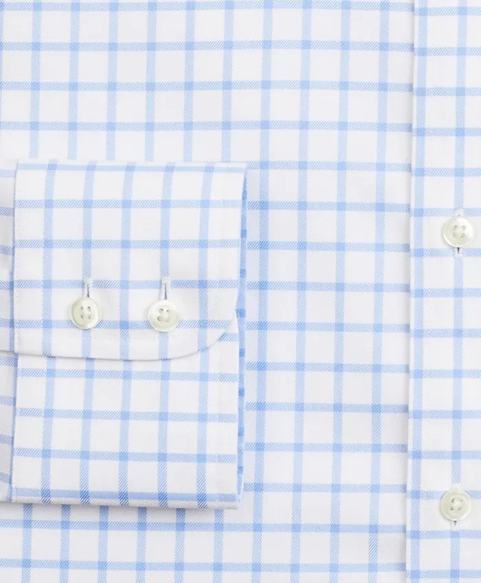 Brooks Brothers Dress Shirts Stretch Madison ClassicFit Dress Shirt NonIron Twill Ainsley Collar Grid Check Light Blue 8211 Men Brooks Brothers Dress Shirts Stretch Madison ClassicFit Dress Shirt NonIron Twill Ainsley Collar Grid Check Light Blue 8211 Men