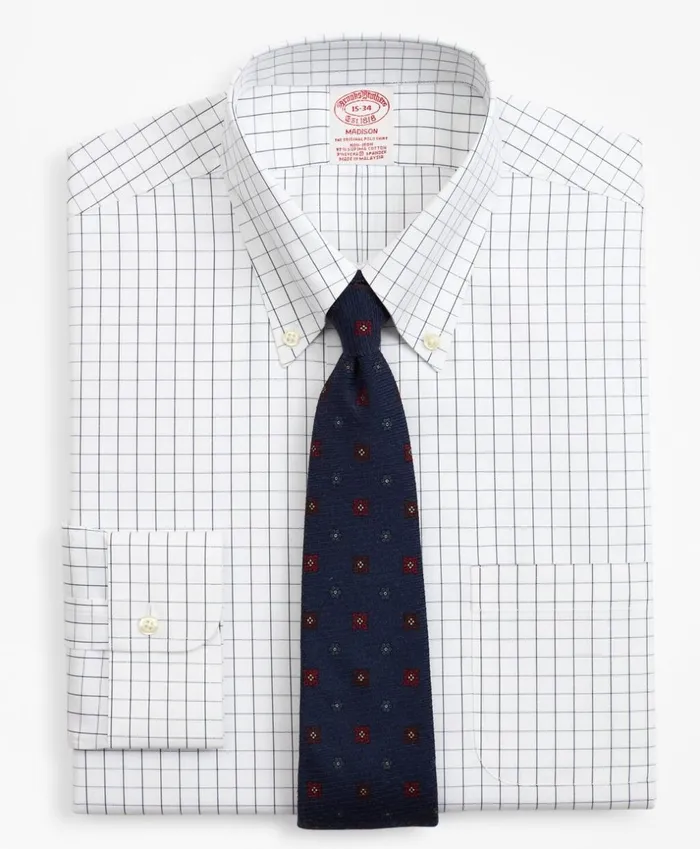 Brooks Brothers Dress Shirts Stretch Madison ClassicFit Dress Shirt NonIron Windowpane Sodalite 8211 Men Brooks Brothers Dress Shirts Stretch Madison ClassicFit Dress Shirt NonIron Windowpane Sodalite 8211 Men
