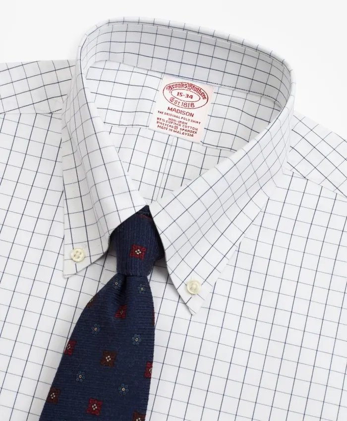 Brooks Brothers Dress Shirts Stretch Madison ClassicFit Dress Shirt NonIron Windowpane Sodalite 8211 Men Brooks Brothers Dress Shirts Stretch Madison ClassicFit Dress Shirt NonIron Windowpane Sodalite 8211 Men