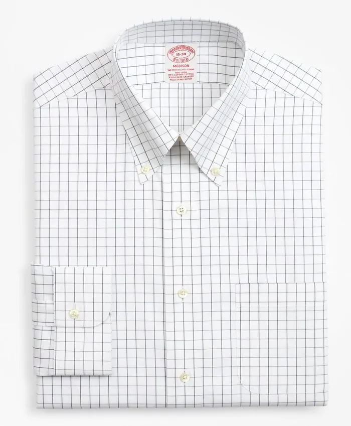Brooks Brothers Dress Shirts Stretch Madison ClassicFit Dress Shirt NonIron Windowpane Sodalite 8211 Men Brooks Brothers Dress Shirts Stretch Madison ClassicFit Dress Shirt NonIron Windowpane Sodalite 8211 Men