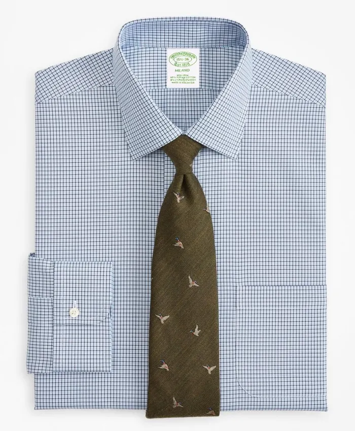 Brooks Brothers Dress Shirts Stretch Milano SlimFit Dress Shirt NonIron Check Sodalite 8211 Men Brooks Brothers Dress Shirts Stretch Milano SlimFit Dress Shirt NonIron Check Sodalite 8211 Men