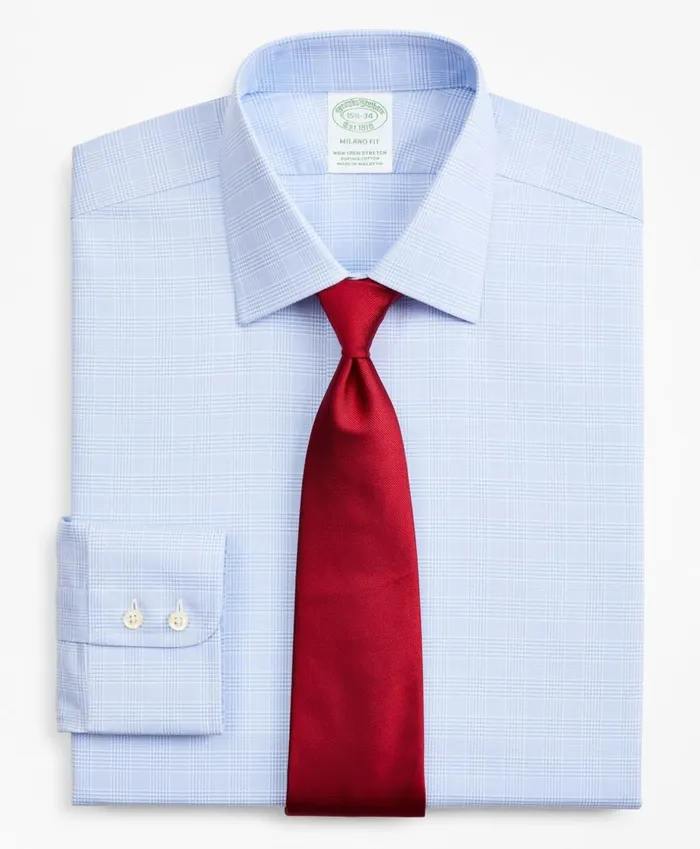 Brooks Brothers Dress Shirts Stretch Milano SlimFit Dress Shirt NonIron Royal Oxford Ainsley Collar Glen Plaid Light Blue 8211 Men Brooks Brothers Dress Shirts Stretch Milano SlimFit Dress Shirt NonIron Royal Oxford Ainsley Collar Glen Plaid Light Blue 8211 Men