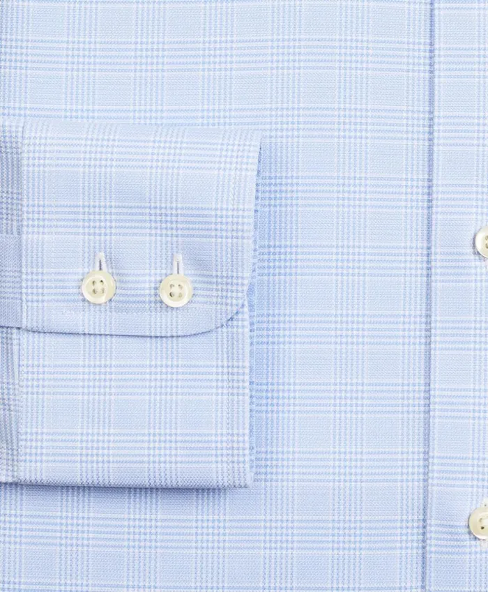 Brooks Brothers Dress Shirts Stretch Milano SlimFit Dress Shirt NonIron Royal Oxford Ainsley Collar Glen Plaid Light Blue 8211 Men