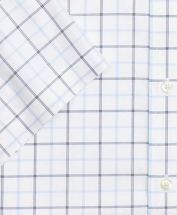 Brooks Brothers Dress Shirts Stretch Regent Fitted Dress Shirt NonIron Twill ShortSleeve DoubleGrid Check Blue 8211 Men Brooks Brothers Dress Shirts Stretch Regent Fitted Dress Shirt NonIron Twill ShortSleeve DoubleGrid Check Blue 8211 Men