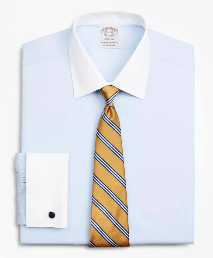 Brooks Brothers Dress Shirts Stretch Soho ExtraSlimFit Dress Shirt NonIron Pinpoint Contrast Ainsley Collar French Cuff Light Blue 8211 Men Brooks Brothers Dress Shirts Stretch Soho ExtraSlimFit Dress Shirt NonIron Pinpoint Contrast Ainsley Collar French Cuff Light Blue 8211 Men